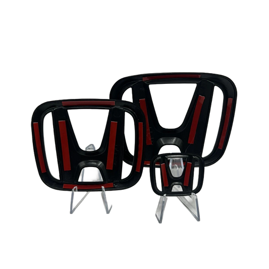 3 Pack Gloss Black Emblem Overlay Set Front/Rear/Interior 11th gen - 3M Adhesive