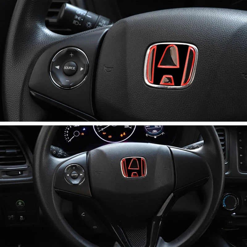 Car Steering Wheel Front Emblem Badge Logo Sticker For Honda Accord Civic Spirior City FIT CRV Red Protective Decoration