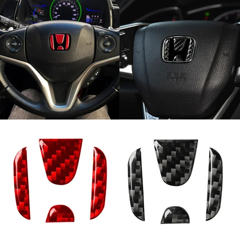 Carbon Fiber Steering Wheel Logo Decal Sticker for Civic CR-V Accord Odyssey - Emblem Protector, Easy Install
