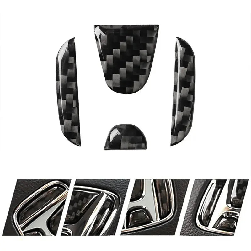 Carbon Fiber Steering Wheel Logo Decal Sticker for Civic CR-V Accord Odyssey - Emblem Protector, Easy Install