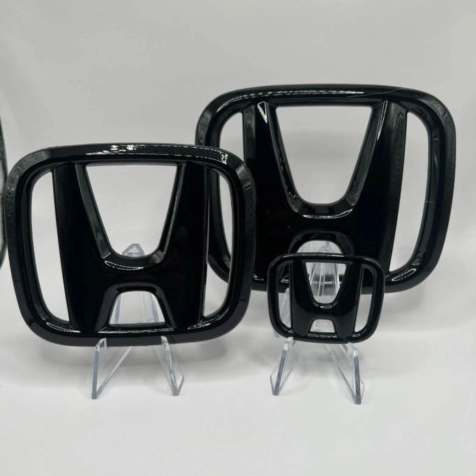 3 Pack Gloss Black Emblem Overlay Set Front/Rear/Interior 11th gen - 3M Adhesive