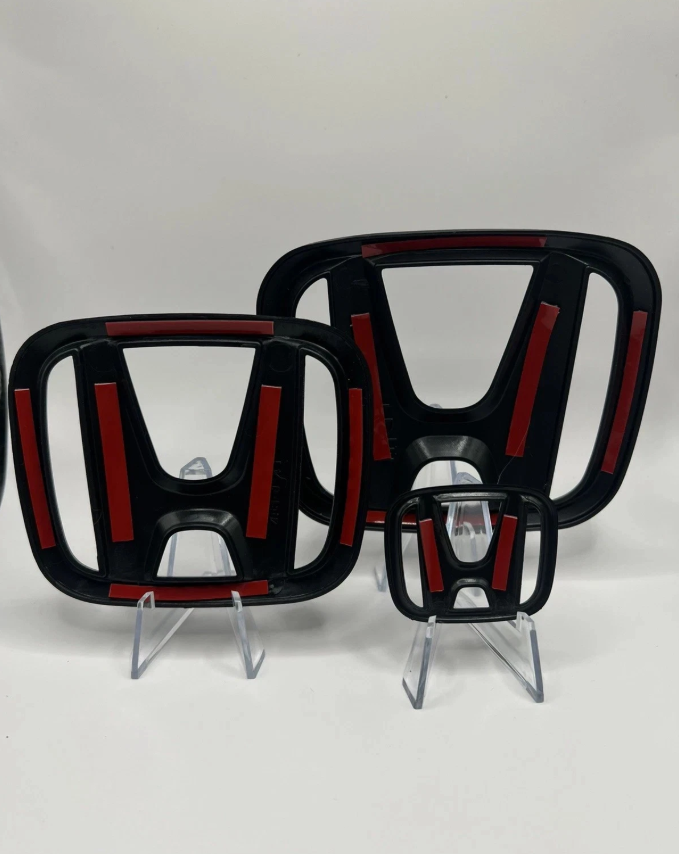 3 Pack Gloss Black Emblem Overlay Set Front/Rear/Interior 11th gen - 3M Adhesive