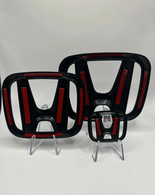 3 Pack Gloss Black Emblem Overlay Set Front/Rear/Interior 11th gen - 3M Adhesive